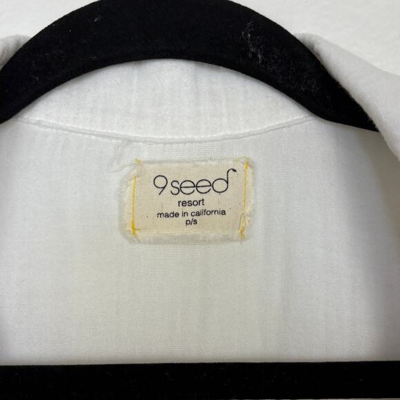 9Seed Resort Thalia Gauzy Cotton Collared V Neck Blouse Small - Picture 6 of 6